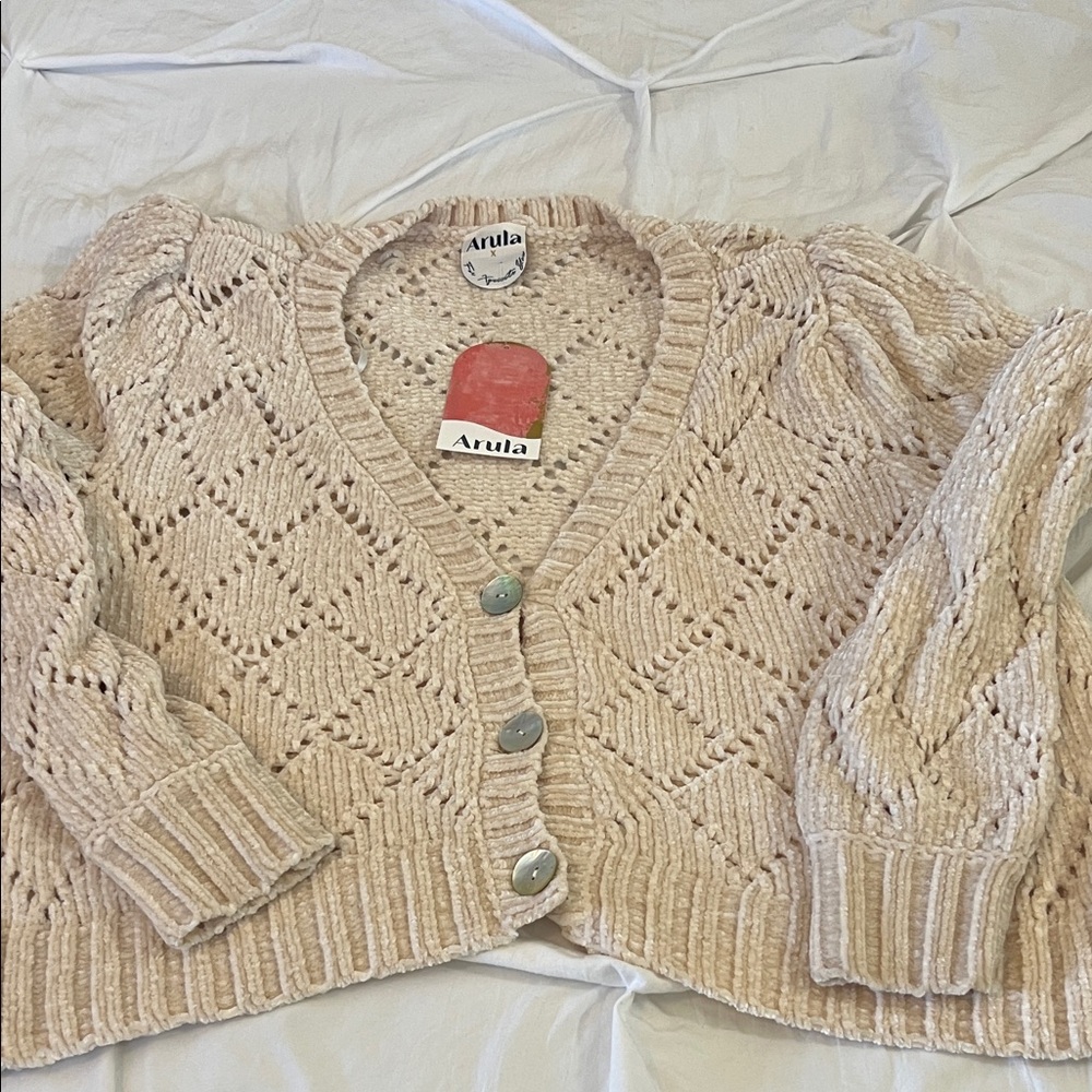 Arula Beige Knit Cardigan